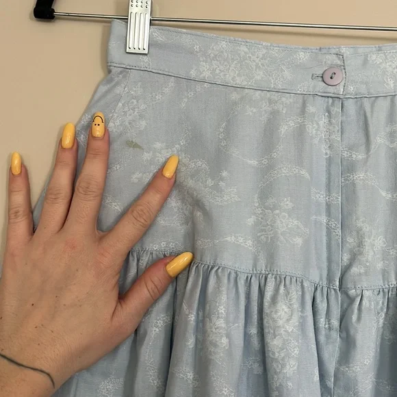 Vintage 80s Gunne Sax Skirt Blue Midi Prairie Floral - Picture 6 of 6